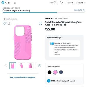 Speck Presidio2 Grip Pink Case for iPhone 16 Pro